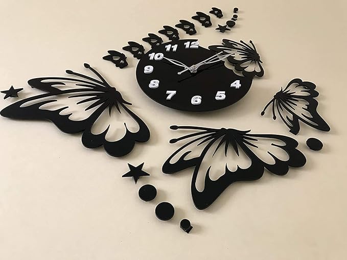 3d wall clock Butterfly Wooden Wall Clock