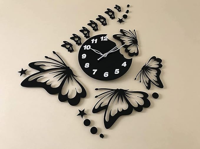 3d wall clock Butterfly Wooden Wall Clock