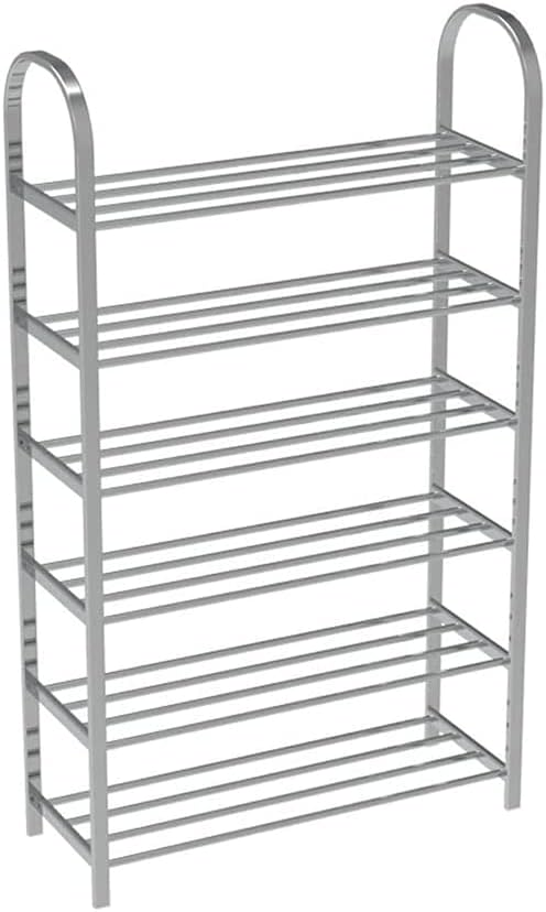 6 Layers Stainless Steel Shoe Rack - Adjustable shoe organizer for living room, bedroom, porch, hallway, shoe storage, fashion