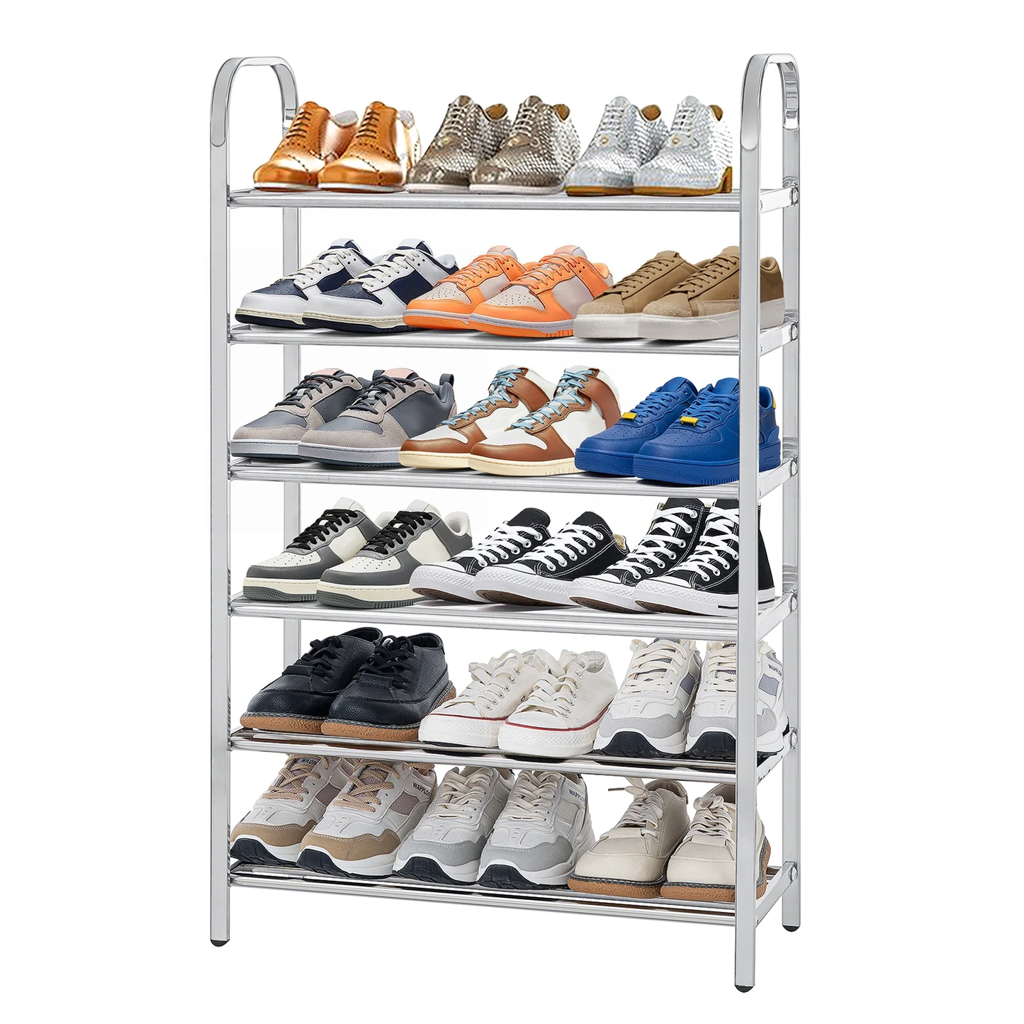 6 Layers Stainless Steel Shoe Rack - Adjustable shoe organizer for living room, bedroom, porch, hallway, shoe storage, fashion
