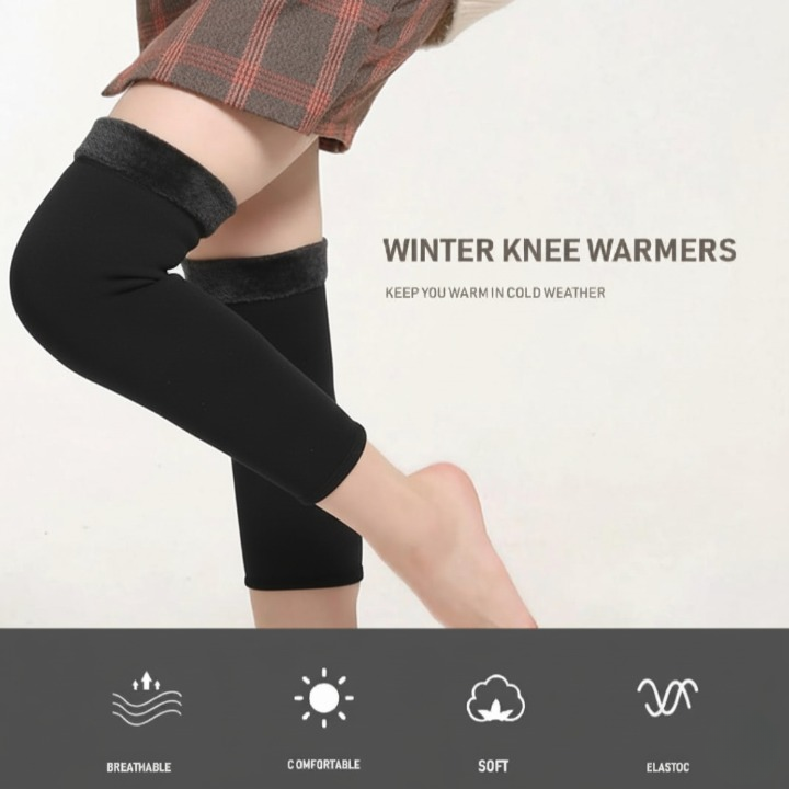 1 Pair Thermal Wool Knee Brace Sleeves – Long Warm Leg Support For Winter, Pain Relief & Joint Protection For Men And Women