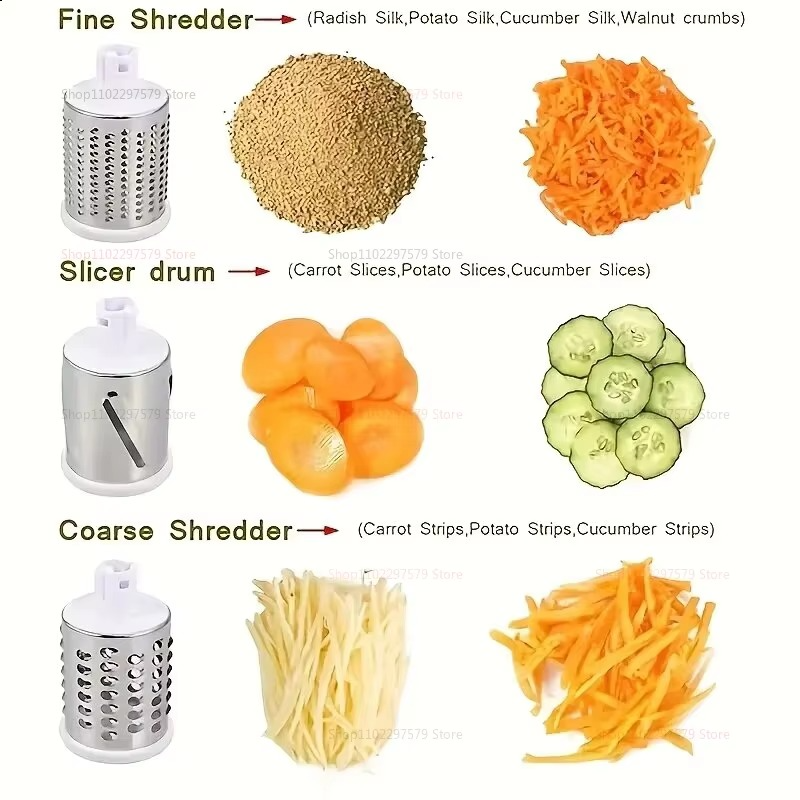 New Vegetable Cutter & Slicer Manual Kitchen Cheese Chopper Machine With 3 Sharp Drums Multifunctional Garlic Potato Shredder For Easy Food Preparation
