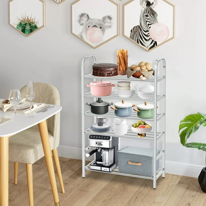 6 Layers Stainless Steel Shoe Rack - Adjustable shoe organizer for living room, bedroom, porch, hallway, shoe storage, fashion