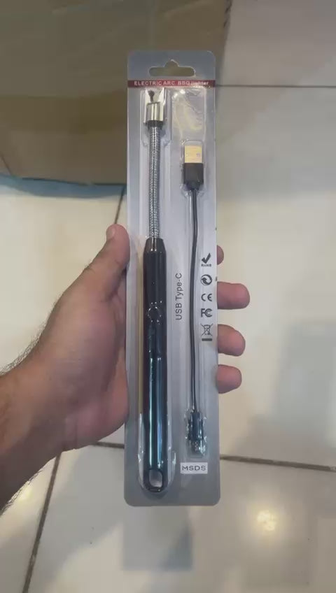 360° Outdoor Kitchen Lighter | USB Rechargeable Electronic Arc Lighter With Flexible Neck, Safety Lock