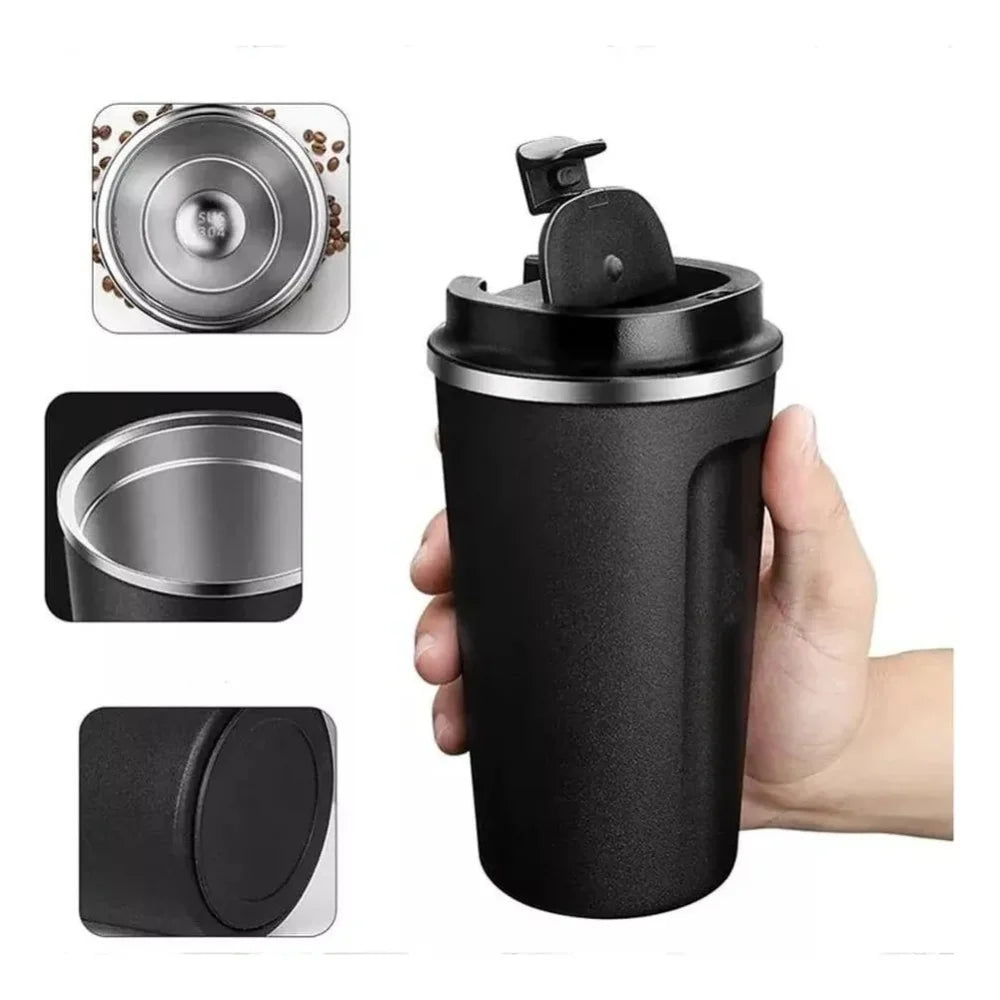 Black 510ML Stainless Steel Vacuum Insulated Thermos Flask Travel Mug