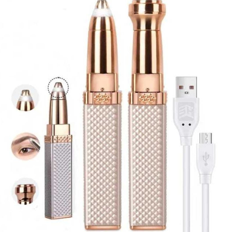 2-in-1 Flawless Facial Hair Remover & Eyebrow Trimmer | USB Rechargeable, Painless & Portable