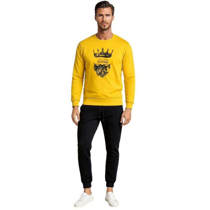 KING Printed Yellow Tracksuit Sweatshirt & Trouser