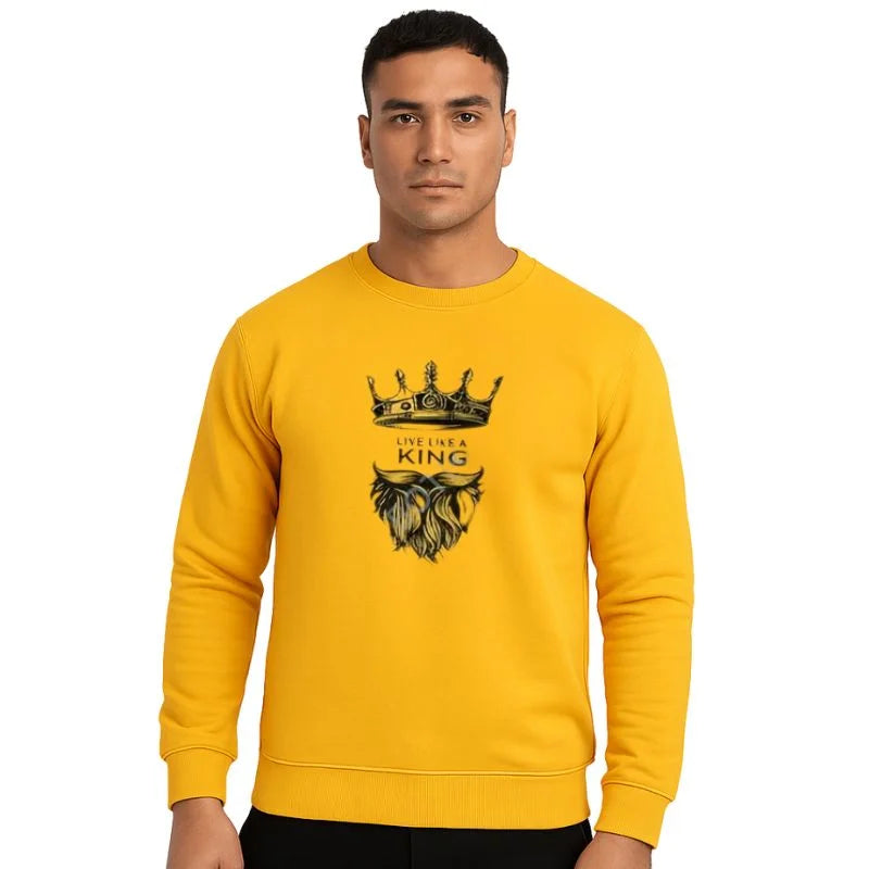 KING Printed Yellow Tracksuit Sweatshirt & Trouser
